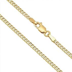 img 1 attached to Authentic 14k Yellow Gold Solid 3mm Cuban Concave Curb Chain Necklace by Voss+Agin with Lobster Claw Clasp