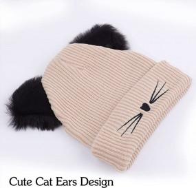 img 1 attached to Women Girls Cute Cat Ears Beanie Hat: LUCKYBUNNY Winter Crochet Knit Cap
