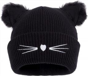 img 4 attached to Women Girls Cute Cat Ears Beanie Hat: LUCKYBUNNY Winter Crochet Knit Cap