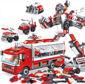 img 4 attached to 655 PCS STEM Robot Building Toy Set - 6-In-1 Fire Truck Kit For Kids Age 4-8