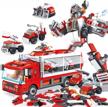 655 pcs stem robot building toy set - 6-in-1 fire truck kit for kids age 4-8 logo