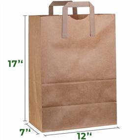 img 3 attached to 50 Pack Brown Paper Grocery Bags With Handles - Durable, Large 12"X7"X17" For Shopping, Delivery & Take Out