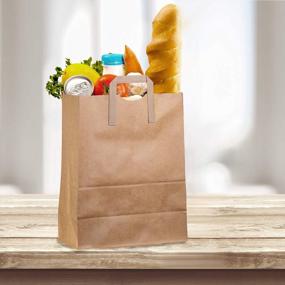 img 1 attached to 50 Pack Brown Paper Grocery Bags With Handles - Durable, Large 12"X7"X17" For Shopping, Delivery & Take Out