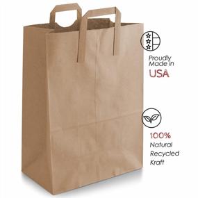 img 2 attached to 50 Pack Brown Paper Grocery Bags With Handles - Durable, Large 12"X7"X17" For Shopping, Delivery & Take Out