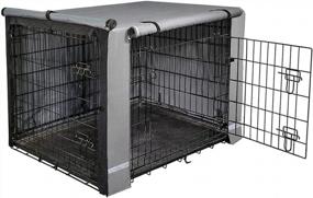 img 4 attached to Yotache Waterproof And Windproof Dog Crate Cover For 18" Small Double Door Steel Cage - Durable 600D Polyester Indoor/Outdoor Kennel Cover In Gray (No Wire Crate)