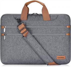 img 4 attached to 🎒 LONMEN 14 Inch Laptop Shoulder Bag: Ideal Case for 15 inch MacBook Pro, Surface Book 2, Dell XPS 15, Chromebook & More!