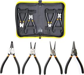 img 4 attached to KOTTO 4 Pack Set 7 Inches Snap Ring Pliers Set Heavy Duty Internal/External Circlip Pliers Kit With Straight/Bent Jaw For Ring Remover Retaining And Remove Hoses With Storage Bag