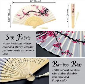 img 3 attached to Stay Cool And Stylish: OMyTea Folding Hand Fans For Women - Perfect For Any Occasion
