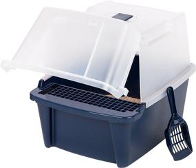 img 4 attached to Iris USA Large Split-Hood Litter Box with Scoop and Grate, Blue CLH-15S: Ultimate Cat Care Solution!