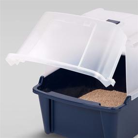 img 1 attached to Iris USA Large Split-Hood Litter Box with Scoop and Grate, Blue CLH-15S: Ultimate Cat Care Solution!