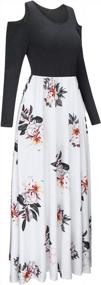 img 2 attached to Women'S Cold Shoulder Maxi Dress: Stylish Floral Long Sleeve Casual Dress With Pockets!