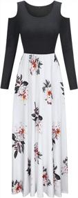 img 3 attached to Women'S Cold Shoulder Maxi Dress: Stylish Floral Long Sleeve Casual Dress With Pockets!
