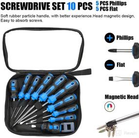 img 2 attached to HXSNEW Magnetic Screwdriver Set 10 PCS - Non-Slip, Phillips & Flat Head Screwdriver Kit for Home Repairs and Improvements - Craft Tool (Blue)