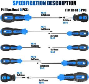 img 3 attached to HXSNEW Magnetic Screwdriver Set 10 PCS - Non-Slip, Phillips & Flat Head Screwdriver Kit for Home Repairs and Improvements - Craft Tool (Blue)