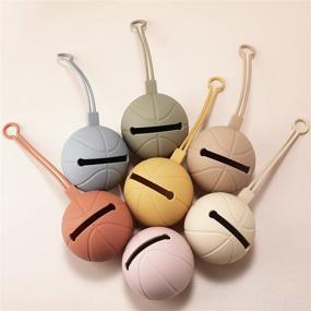 img 3 attached to 🏀 Convenient MCGMITT Pacifier Holder Case: BPA Free Silicone Basketball Shape for Pacifier & Pacifier Clips - Perfect Travel Shower Gift (Brown)