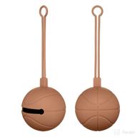 🏀 convenient mcgmitt pacifier holder case: bpa free silicone basketball shape for pacifier & pacifier clips - perfect travel shower gift (brown) logo