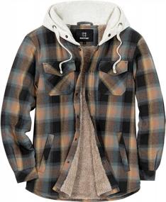 img 4 attached to Sherpa-Lined Men'S Plaid Flannel Hooded Shirt Jacket For Ultimate Comfort And Style