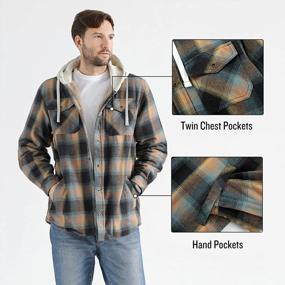 img 2 attached to Sherpa-Lined Men'S Plaid Flannel Hooded Shirt Jacket For Ultimate Comfort And Style