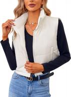 valphsio women's winter quilted puffer vest jacket lightweight sleeveless zip up stand collar gilet crop logo