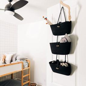img 2 attached to OrganiHaus Black Wall Hanging Baskets For Storage, Bathroom Organizing, Behind Door Storage, Over The Door Basket Nursery Storage, And Wall Organization