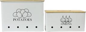 img 4 attached to Potato Onion Storage Box with Aerating Tin Storage Holes & Bamboo Lid - Xbopetda Food Container Set for Vegetables, Set of 2 Jars Pots Containers, White