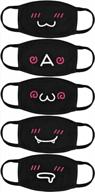 5 pack aniwon kawaii muffle anti-dust cotton mouth mask cute kaomoji face mask for anime fans logo