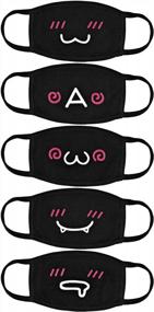 img 4 attached to 5 Pack Aniwon Kawaii Muffle Anti-Dust Cotton Mouth Mask Cute Kaomoji Face Mask For Anime Fans
