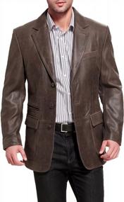 img 4 attached to BGSD Men Mark 3-Button Distressed Leather Sport Coat Jacket | Cowhide Blazer
