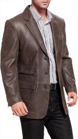 img 2 attached to BGSD Men Mark 3-Button Distressed Leather Sport Coat Jacket | Cowhide Blazer