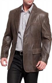 img 1 attached to BGSD Men Mark 3-Button Distressed Leather Sport Coat Jacket | Cowhide Blazer