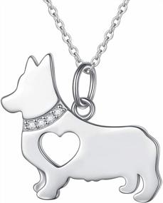 img 4 attached to Женское ожерелье из полого серебра 18 дюймов с подвеской в ​​виде собаки корги, ювелирные изделия, подарок на день рождения