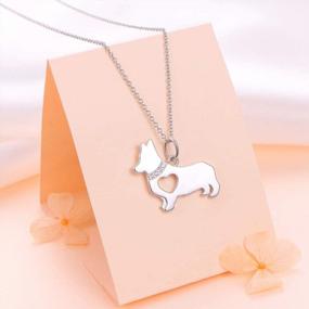 img 3 attached to Women'S 18" Sterling Silver Hollow Heart Corgi Dog Pendant Necklace Jewelry Birthday Gift