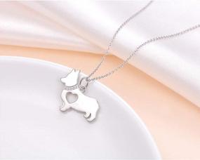 img 1 attached to Women'S 18" Sterling Silver Hollow Heart Corgi Dog Pendant Necklace Jewelry Birthday Gift