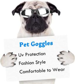 img 1 attached to 🐶 Ufandia Dog Sunglasses: UV Protection & Eye Protection Pet Glasses with Adjustable Strap, Anti-Fog Dog Goggles, Windproof Puppy Sunglasses for Small Dogs (Silver Lens & Black Frame)