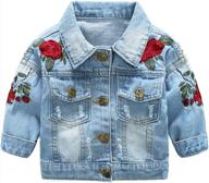 rose embroidered denim jacket for baby girls with button front logo
