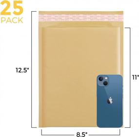 img 3 attached to Fuxury Kraft Bubble Mailer - Конверты с прочной адгезией для малого бизнеса, 8,5X12 дюймов, 25 упаковок, самозапечатывающиеся конверты Bubble Mailer - идеально подходят для безопасной упаковки, коричневый