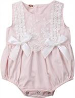 newborn baby girl summer outfit - sleeveless lace bow romper bodysuit clothes logo