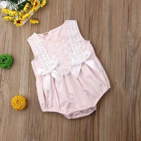 img 2 attached to Newborn Baby Girl Summer Outfit - Sleeveless Lace Bow Romper Bodysuit Clothes