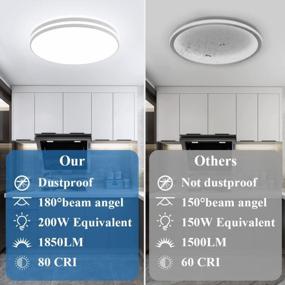 img 1 attached to Airand 10,3-дюймовый светодиодный потолочный светильник для скрытого монтажа - 20 Вт, дневной свет 5000K, водонепроницаемый IP44, идеально подходит для кухни, ванной комнаты и спальни, энергоэффективный и эквивалентный белый светильник мощностью 200 Вт