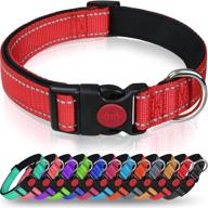 enhanced visibility: taglory reflective dog collar with safety locking 🐶 buckle - adjustable nylon pet collars for large dogs in vibrant red logo