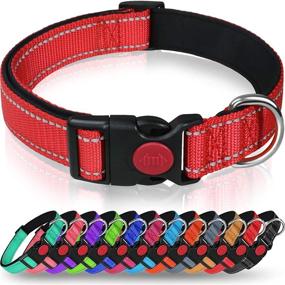 img 4 attached to Enhanced Visibility: Taglory Reflective Dog Collar with Safety Locking 🐶 Buckle - Adjustable Nylon Pet Collars for Large Dogs in Vibrant Red