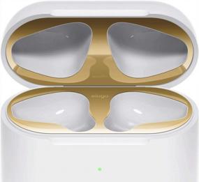 img 4 attached to Elago AirPods 2 Dust Guard Cover - Gold, US Patent Registered - Compatible With Apple AirPods 2 Wireless Charging Case