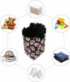 img 2 attached to Sugar Skull Laundry Hamper: 50L Foldable & Waterproof Basket With Padded Handles - Ideal For Clothes, Toys & More!