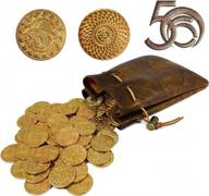medieval magic: authentic 50 gold coins & leather pouch set for dungeons & dragons board games and rpgs логотип