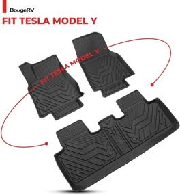 img 4 attached to 🚗 BougeRV Аксессуары для пола Tesla Model Y, Набор полного покрытия всепогодных ковриков, Водонепроницаемый резиновый ТПЭ без запаха, Подходит для Tesla Model Y 2020-2021