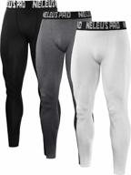 👖 men's neleus compression running leggings with stripe design logo