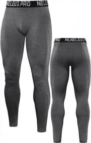 img 1 attached to 👖 Men's Neleus Compression Running Leggings with Stripe Design