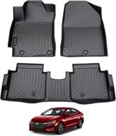 custom fit floor mats for hyundai elantra 2016-2020 - all weather protection, 1st & 2nd row, tpe carpet line logo