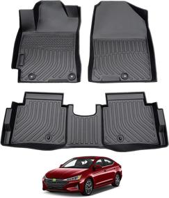 img 4 attached to Custom Fit Floor Mats for Hyundai Elantra 2016-2020 - All Weather Protection, 1st & 2nd Row, TPE Carpet Line