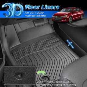 img 3 attached to Custom Fit Floor Mats for Hyundai Elantra 2016-2020 - All Weather Protection, 1st & 2nd Row, TPE Carpet Line